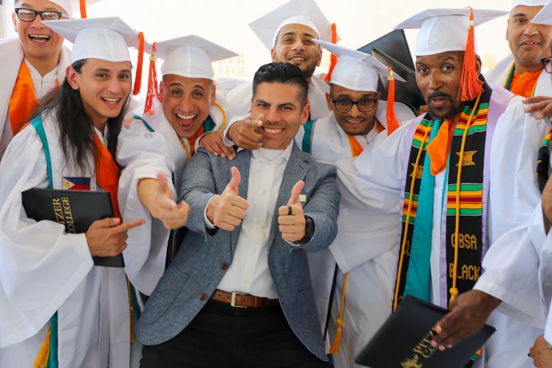 Prison education graduation with Marcus Rodriguez PhD and Pitzer College Inside-Out students